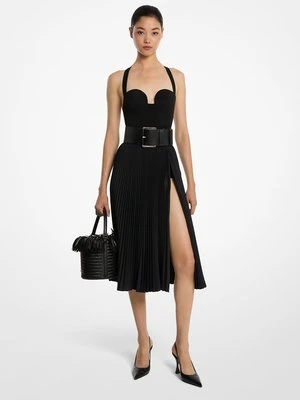 Plisowana spódnica z rozcięciem z płótna techno MICHAEL KORS COLLECTION