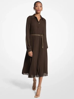 Plisowana sukienka koszulowa z żorżety MICHAEL Michael Kors