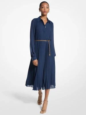 Plisowana sukienka koszulowa z żorżety MICHAEL Michael Kors