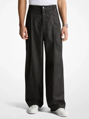 Plisowane jeansy z szerokimi nogawkami z materiału chambray Michael Kors Mens
