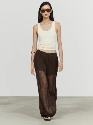 Plisowane Spodnie Total Look - Brązowy - Massimo Dutti - Female
