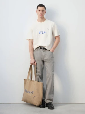 Płócienna torba tote 100% bawełna beżowy - Mężczyzna - Rozmiar uniwersalny - MANGO MAN