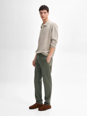 Płócienne Spodnie Slim O Drobnej Fakturze - Zielony - - Massimo Dutti - Mężczyzna
