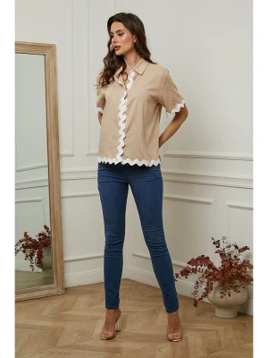 Plume Bluzka "Patchi" w kolorze beżowym rozmiar: L