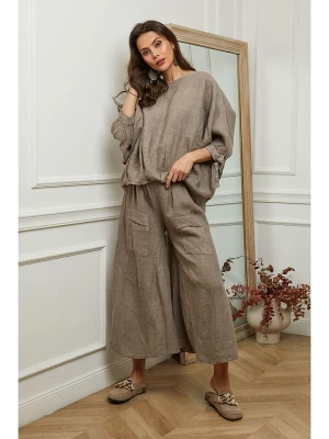 Plume Lniana bluzka "Jet" w kolorze szarobrązowym rozmiar: M