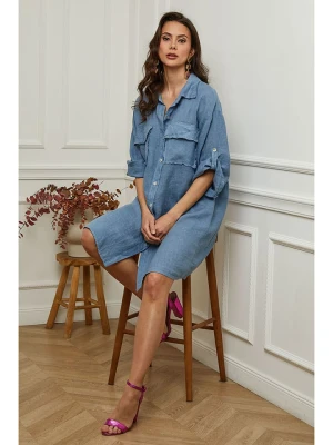 Plume Lniana sukienka "Calizia" w kolorze niebieskim rozmiar: S