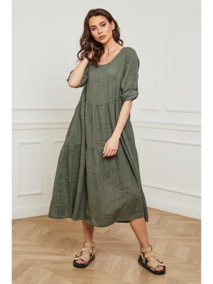 Plume Lniana sukienka "Depay" w kolorze khaki rozmiar: M