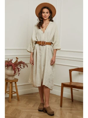 Plume Lniana sukienka "Dyana" w kolorze beżowym rozmiar: L