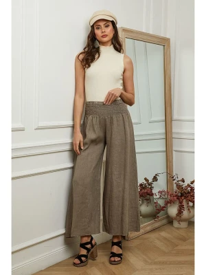 Plume Lniane spodnie "Fuga" w kolorze szarobrązowym rozmiar: S