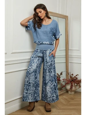 Plume Lniane spodnie "Jasmina" w kolorze niebieskim rozmiar: L