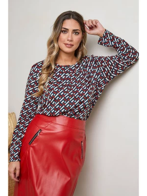 Plus Size Company Bluzka "Acoza" w kolorze granatowo-czerwonym rozmiar: 50