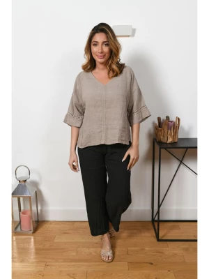 Plus Size Company Lniana bluzka w kolorze szarobrązowym rozmiar: 48/50