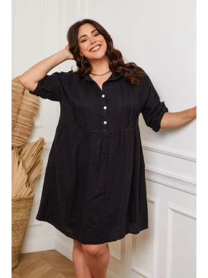 Plus Size Company Lniana sukienka "Cerif" w kolorze czarnym rozmiar: 38