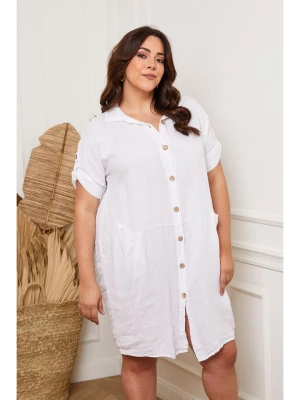 Plus Size Company Lniana sukienka "Claudine" w kolorze białym rozmiar: 50