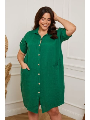 Plus Size Company Lniana sukienka "Claudine" w kolorze zielonym rozmiar: 44