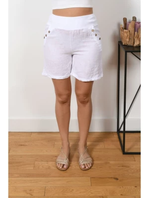 Plus Size Company Lniane szorty "Shelly" w kolorze białym rozmiar: 52/54