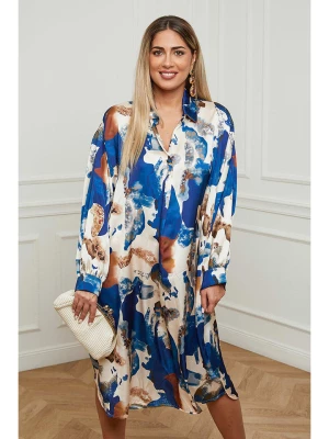 Plus Size Company Sukienka "Insta" w kolorze niebiesko-kremowym rozmiar: 50
