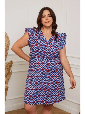 Plus Size Company Sukienka "Nefle" w kolorze czerwono-niebieskim rozmiar: 42