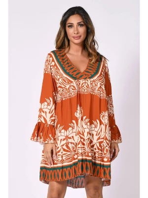 Plus Size Company Sukienka "Sibyl" w kolorze pomarańczowo-kremowym rozmiar: 48
