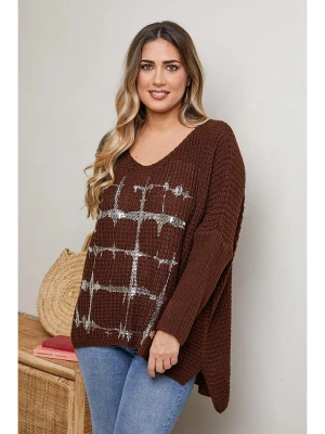 Plus Size Company Sweter "Chris" w kolorze brązowym rozmiar: 50