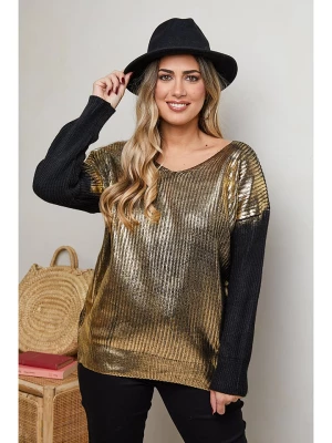 Plus Size Company Sweter "Danno" w kolorze czarno-złotym rozmiar: 40