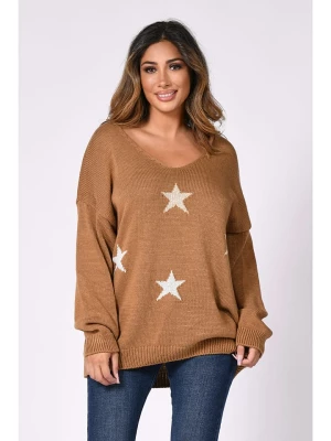 Plus Size Company Sweter "Louisie" w kolorze karmelowym rozmiar: 40/42