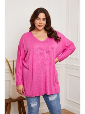 Plus Size Company Sweter "Peachys" w kolorze fuksjowym rozmiar: 46