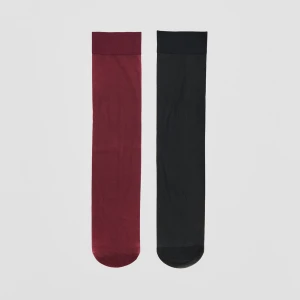 Podkolanówki w kolorze czarnym i bordowym 2-pak House