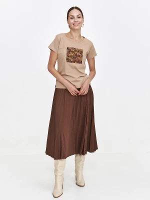 Podkoszulek damski krótki rękaw kolor beżowy Top Secret