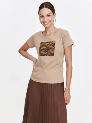 Podkoszulek damski krótki rękaw kolor beżowy Top Secret