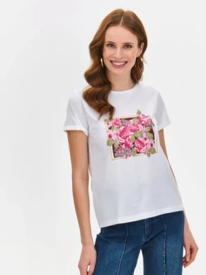 T-shirt damski z nadrukiem w kwiaty TOP SECRET