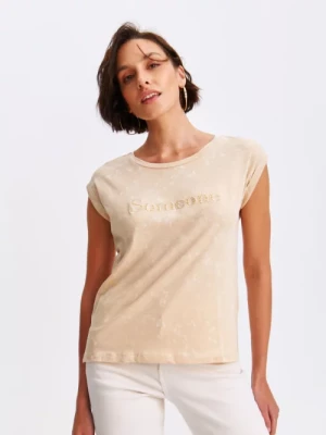 T-shirt damski z krótkim rękawem w marmurkowy wzór TOP SECRET