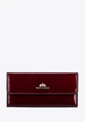 Podłużny portfel damski ze skóry lakierowanej bordowy Wittchen
