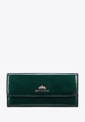 Podłużny portfel damski ze skóry lakierowanej zielony Wittchen