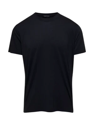 Podnieś swój codzienny strój z czarnym bawełnianym t-shirtem z dekoltem typu crewneck Tom Ford