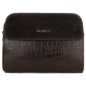 Ciemnobrązowa torebka damska z tloczona skóra 80290-72 Wojas