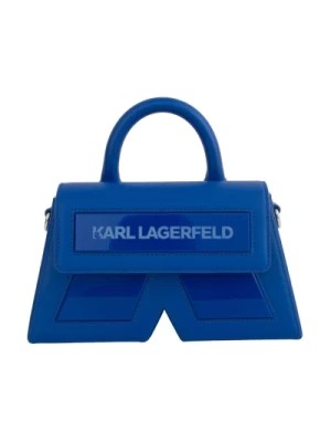 Podstawowa Skórzana Torba na Ramię w Kolorze Niebieskim Karl Lagerfeld