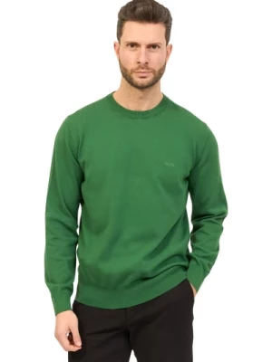 Podstawowy Zielony Sweter z Haftowanym Logo Hugo Boss
