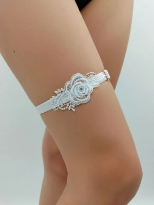 Satynowa podwiązka z kwiatowym haftem - Lili POUPEE