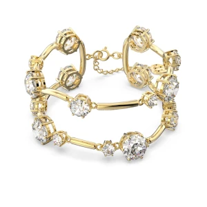 Podwójna bransoletka typu bangle Constella, Szlif okrągły, Biała, Powłoka w odcieniu złota Swarovski