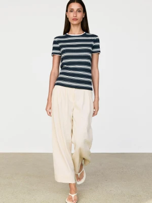 Podwójna Koszulka W Paski Z Krótkim Rękawem - Niebieski - Massimo Dutti - Female