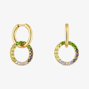 Podwójne Kolczyki Kreolki Ze Srebra Powlekanego 18-Karatowym Złotem Z Kamieniami Szlachetnymi Tous Straight - Tous Rozmiar