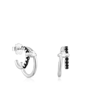 Podwójne Kolczyki Kreolki Ze Srebra Z Czarnym Spinelem Tous Straight - Tous