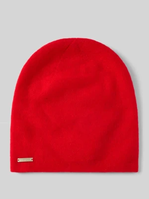 Podwójnie dziana czapka beanie z czystego kaszmiru Seeberger Czerwony