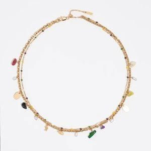 Podwójny naszyjnik łańcuszek i kamyczki wielobarwny BIMBA Y LOLA