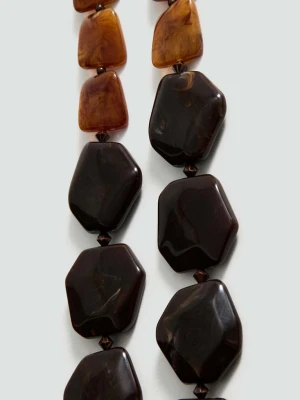 Podwójny naszyjnik z koralikami brązowy - Kobieta - Rozmiar uniwersalny - MANGO