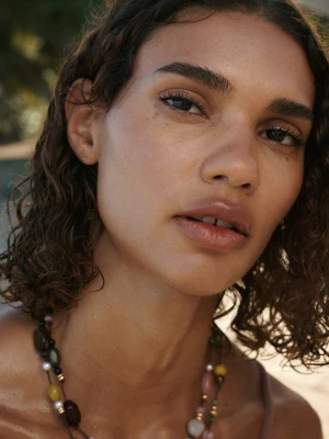 Podwójny naszyjnik z koralikami pastelowa zieleń - Kobieta - Rozmiar uniwersalny - MANGO