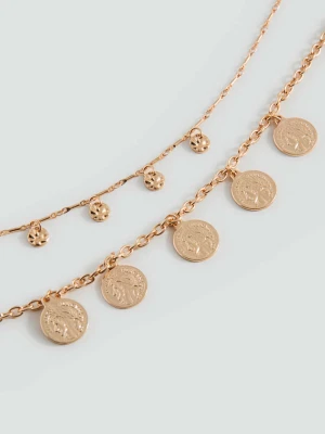 Podwójny naszyjnik z monetami złoty - Dziewczyna - Rozmiar uniwersalny - MANGO TEEN