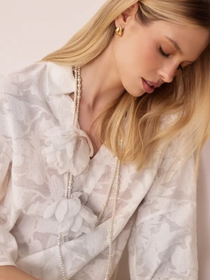 Podwójny naszyjnik ze szklanych pereł z kwiatami TARANKO