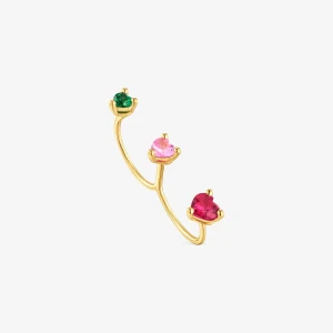 Podwójny Otwarty Pierścionek Ze Srebra Pokrytego Złotem 18-Karatowym Z Laboratoryjnie Hodowanymi Kamieniami Szlachetnymi Garden Of Love Lgg - Tous